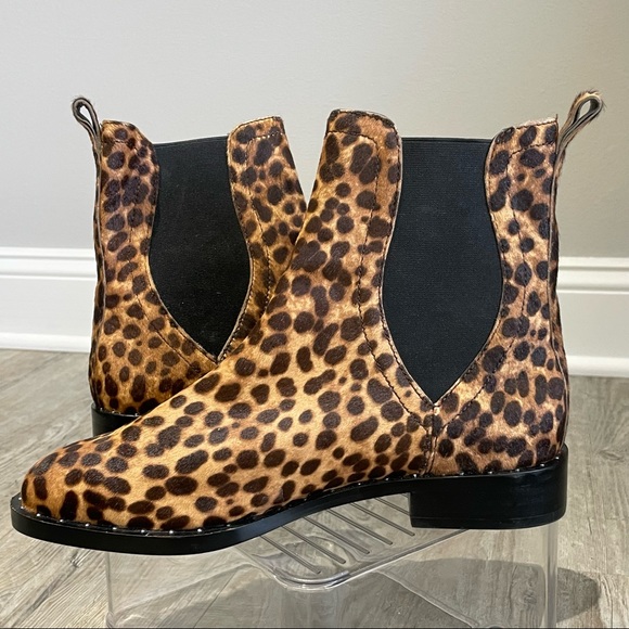 Rebecca Minkoff Sabeen Too Leopard Calf Hair Studded Bootie NWT - Size 8.5 - Picture 4 of 11